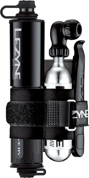 LEZYNE CNC POCKET DRIVE HV LOADED MINI PUMP WITH LEVER KIT AND CO2 CARTRIDGE - BLACK/GLOSSY