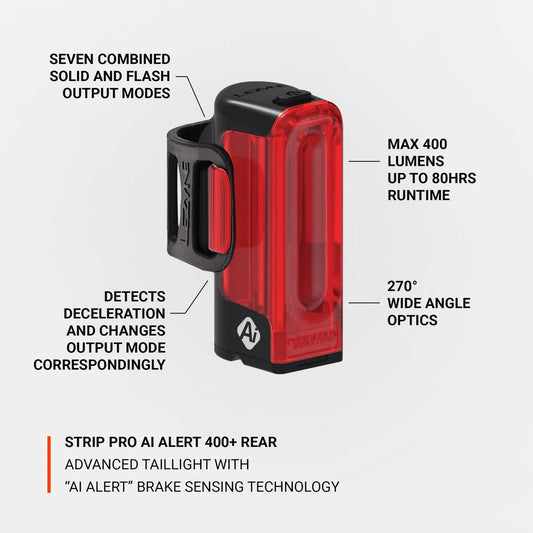 LEZYNE STRIP DRIVE PRO AI ALERT 400+ REAR LIGHT - BLACK Copy