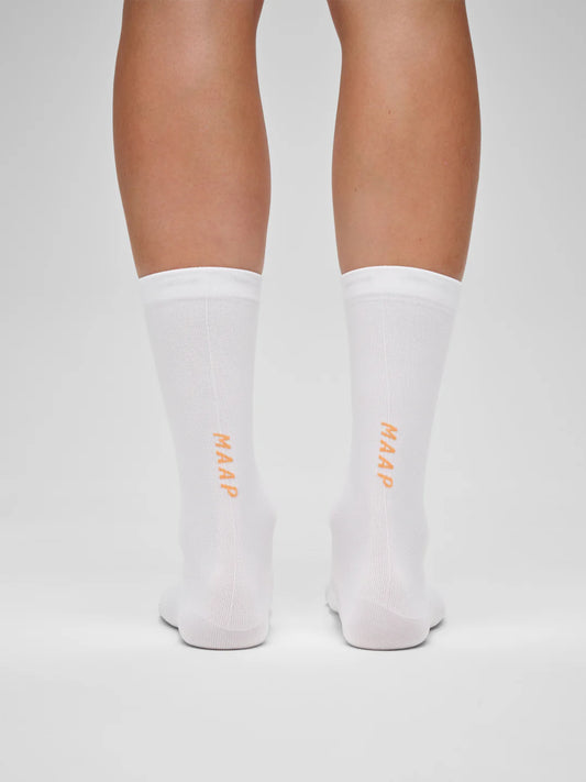 MAAP Team Socks Long - White/ Faded Fluoro Orange