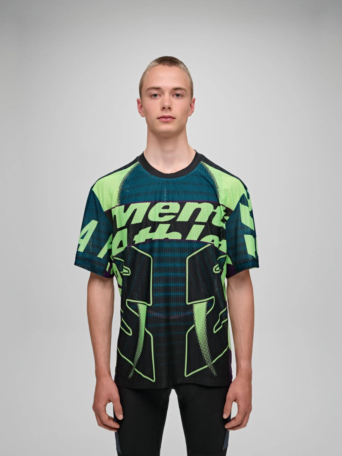 MAAP MESH KRÁTKÝ RUKÁV DRES - BLACK/ACID LIME