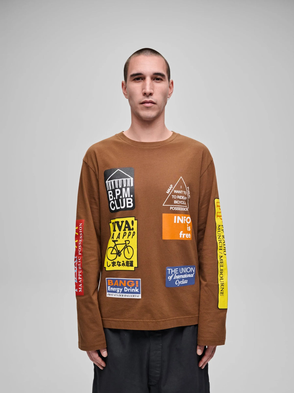 MAAP + PUBLIC POSSESSION DLOUHÉ TRIČKO S DLOUHÝM RUKÁVEM - BROWN