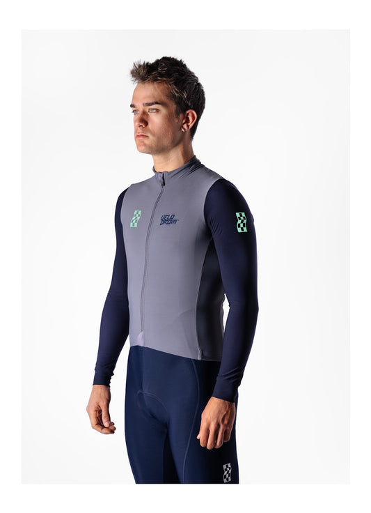 VELODROM RaceDay Thermal Maillot Ciclismo Manga Larga - Medium Grey/Navy Dual Sleeves