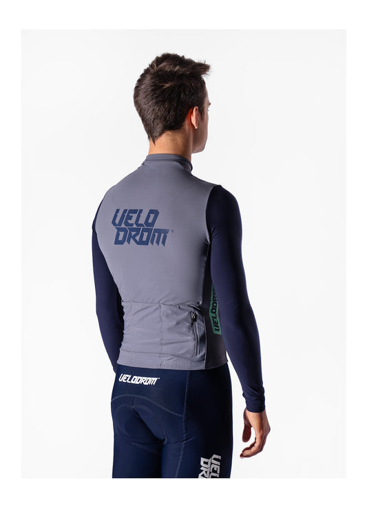 VELODROM RaceDay Thermal Maillot Ciclismo Manga Larga - Medium Grey/Navy Dual Sleeves