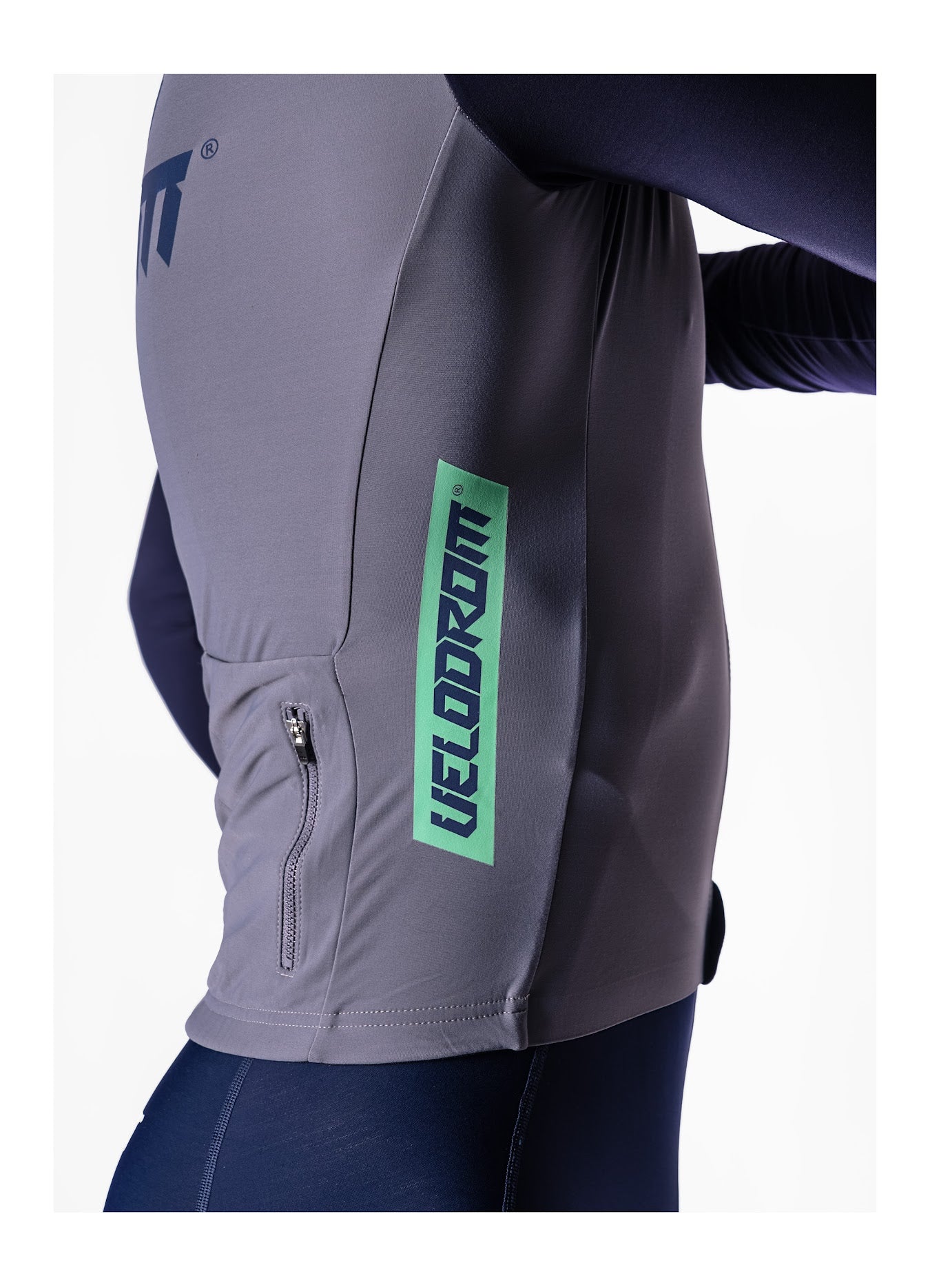 VELODROM RaceDay Thermal Langarmtrikot - Medium Grey/Navy Dual Sleeves
