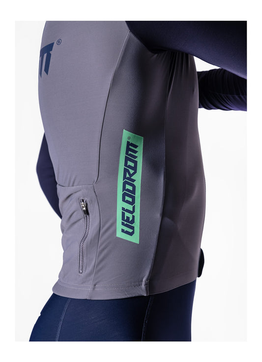 VELODROM RaceDay Thermal Maillot Ciclismo Manga Larga - Medium Grey/Navy Dual Sleeves