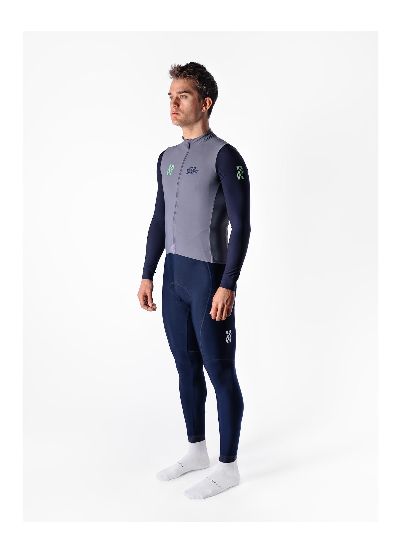 VELODROM RaceDay Thermal Langarmtrikot - Medium Grey/Navy Dual Sleeves