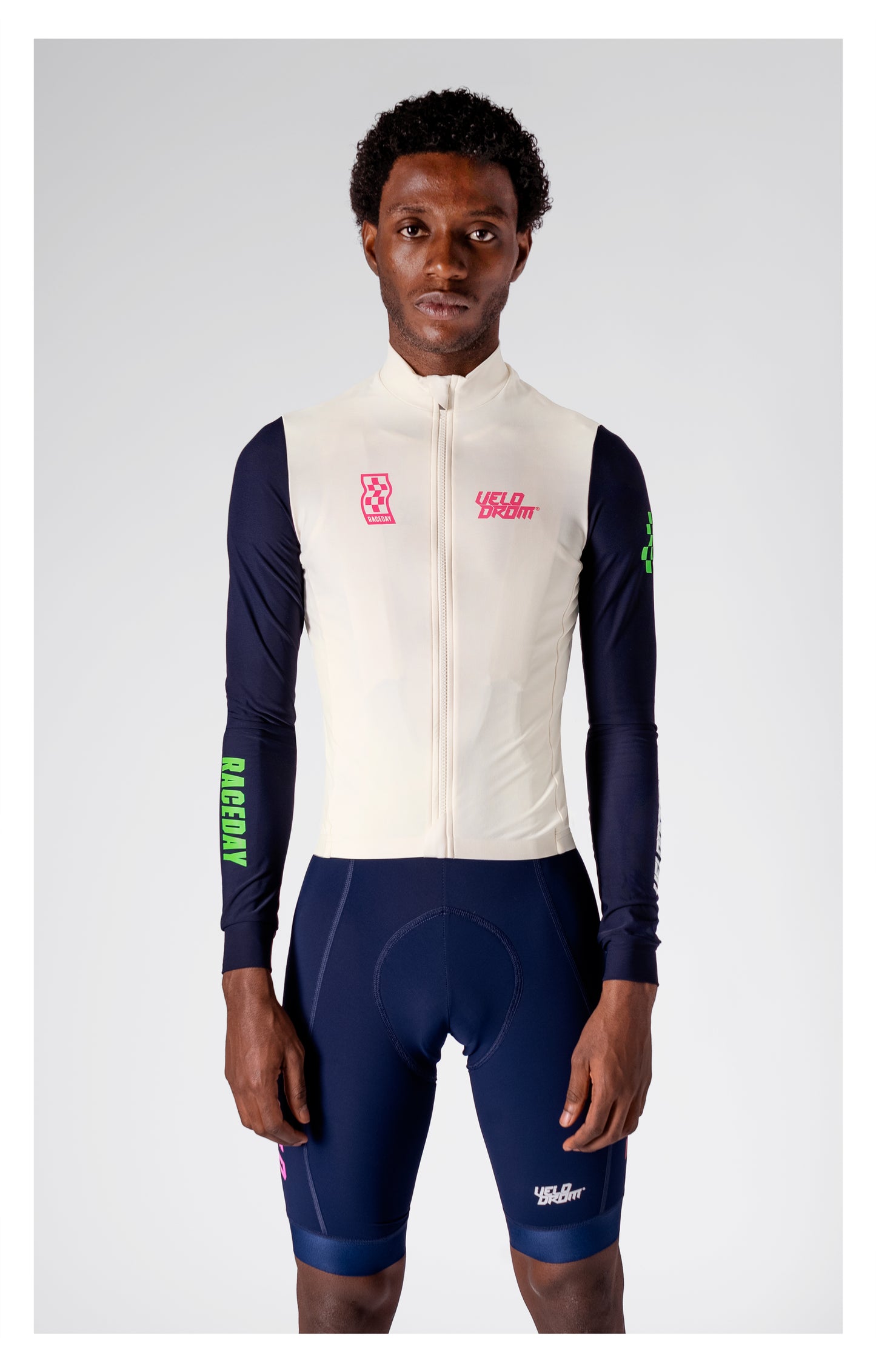 VELODROM RaceDay 3.0 Thermal Fietsshirt lange mouwen - Off Wit/Dark Navy Dual Sleeves