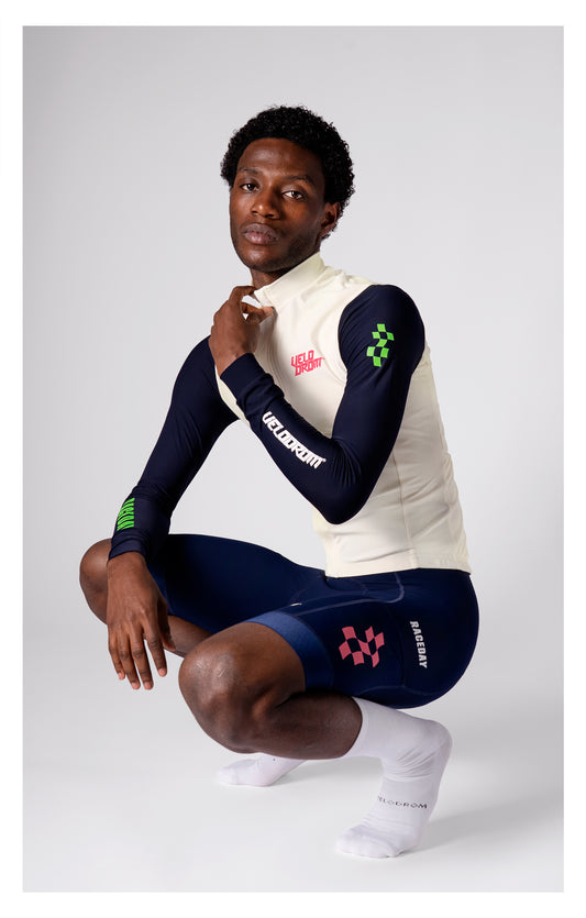 VELODROM RaceDay 3.0 Thermal Fietsshirt lange mouwen - Off Wit/Dark Navy Dual Sleeves