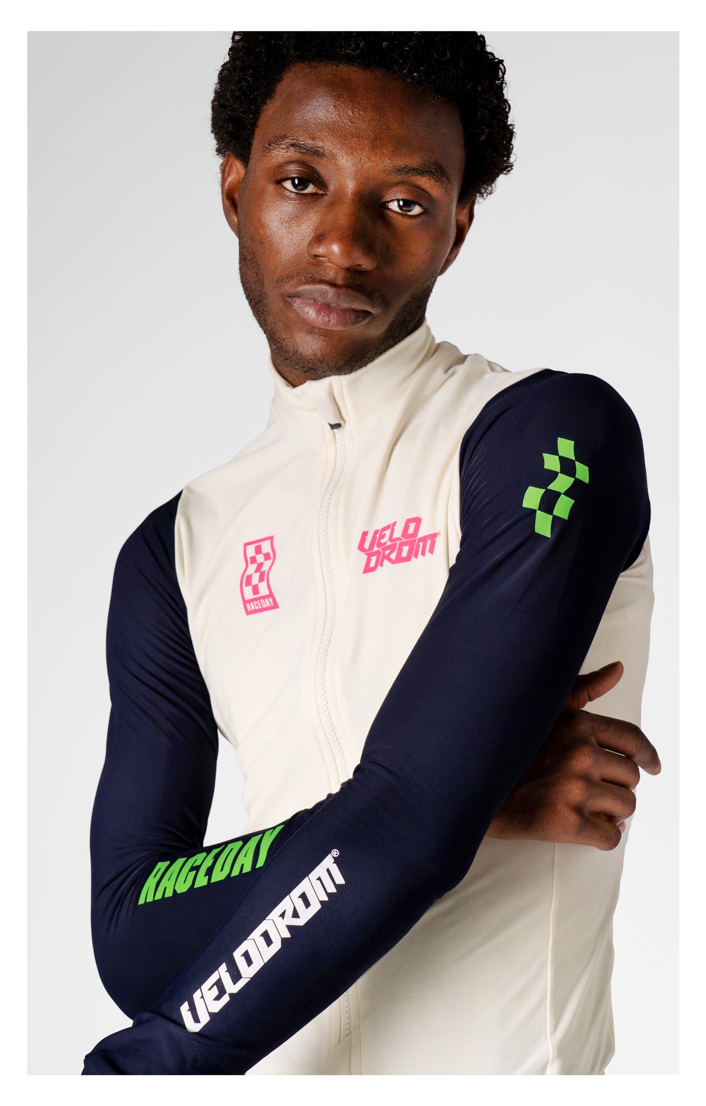 VELODROM RaceDay 3.0 Thermal Fietsshirt lange mouwen - Off Wit/Dark Navy Dual Sleeves