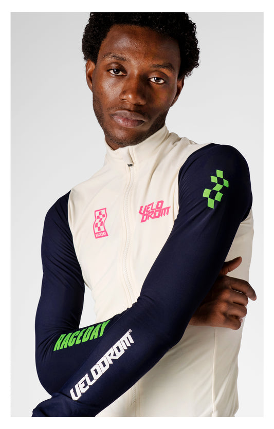 VELODROM RaceDay 3.0 Thermal Fietsshirt lange mouwen - Off Wit/Dark Navy Dual Sleeves