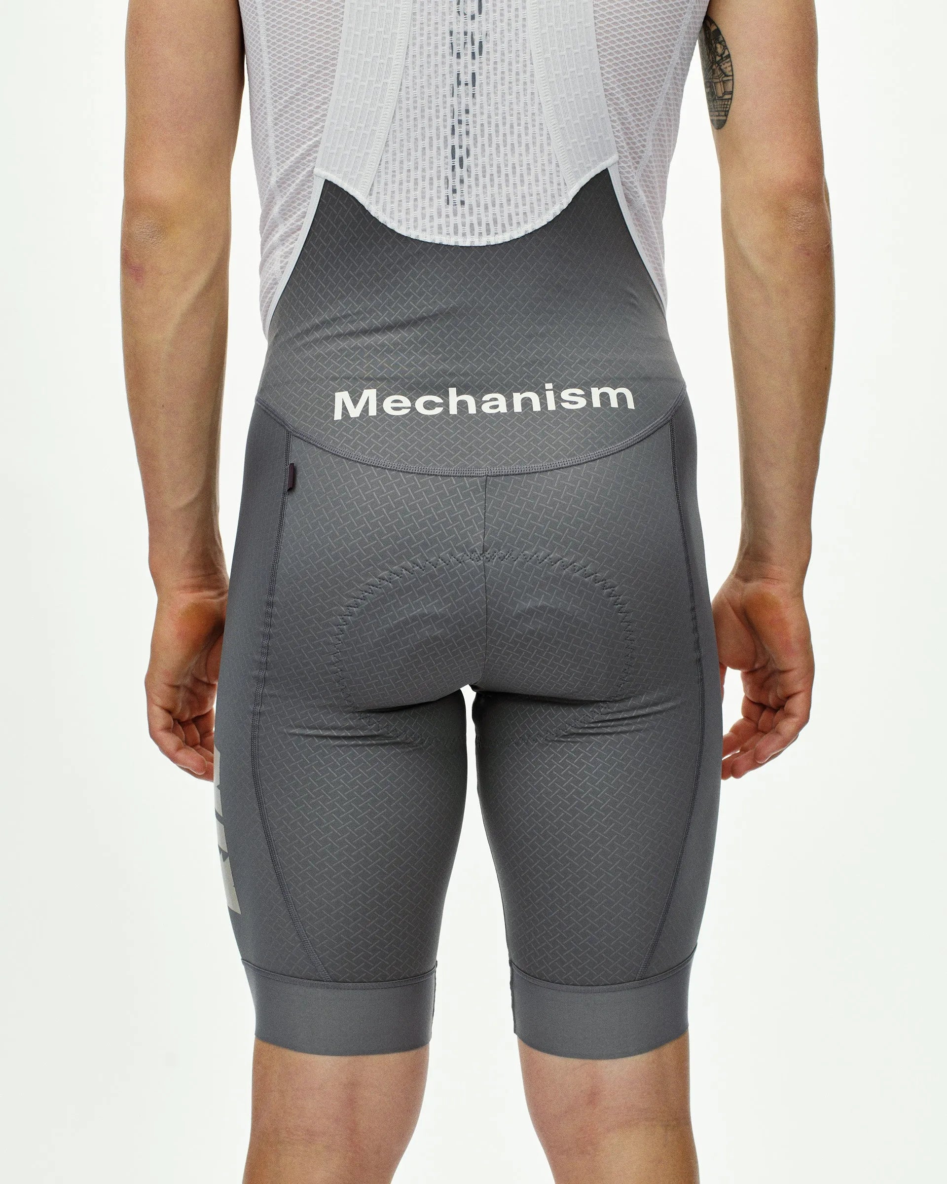 PAS NORMAL STUDIOS Mechanism Logo Bib Shorts - Medium Grey