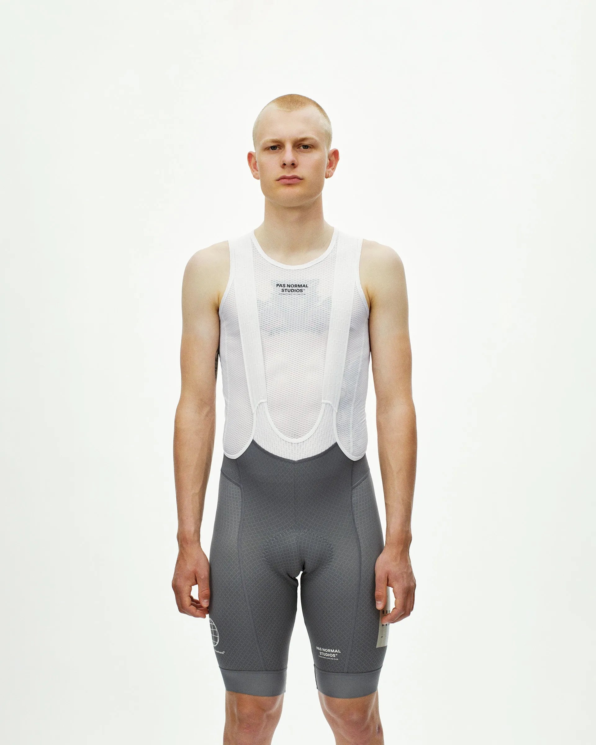 PAS NORMAL STUDIOS Mechanism Logo Bib Shorts - Medium Grey