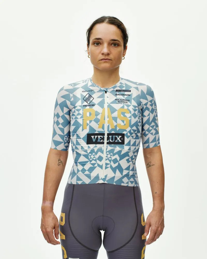 PAS NORMAL STUDIOS Mechanism Pro Women`s Jersey - AOP Origami Light Blue
