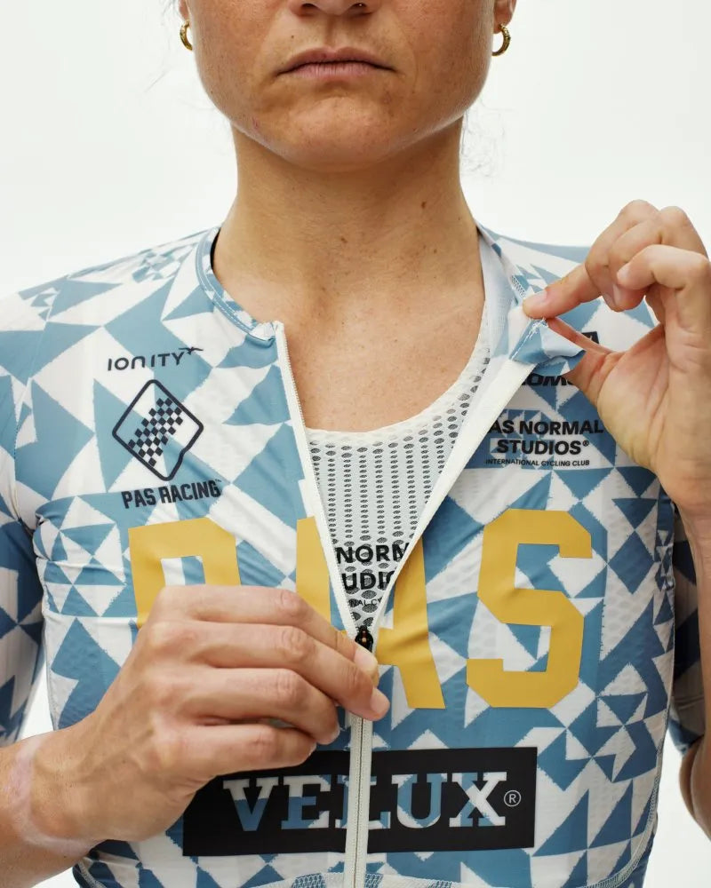 PAS NORMAL STUDIOS Mechanism Pro Women`s Jersey - AOP Origami Light Blue