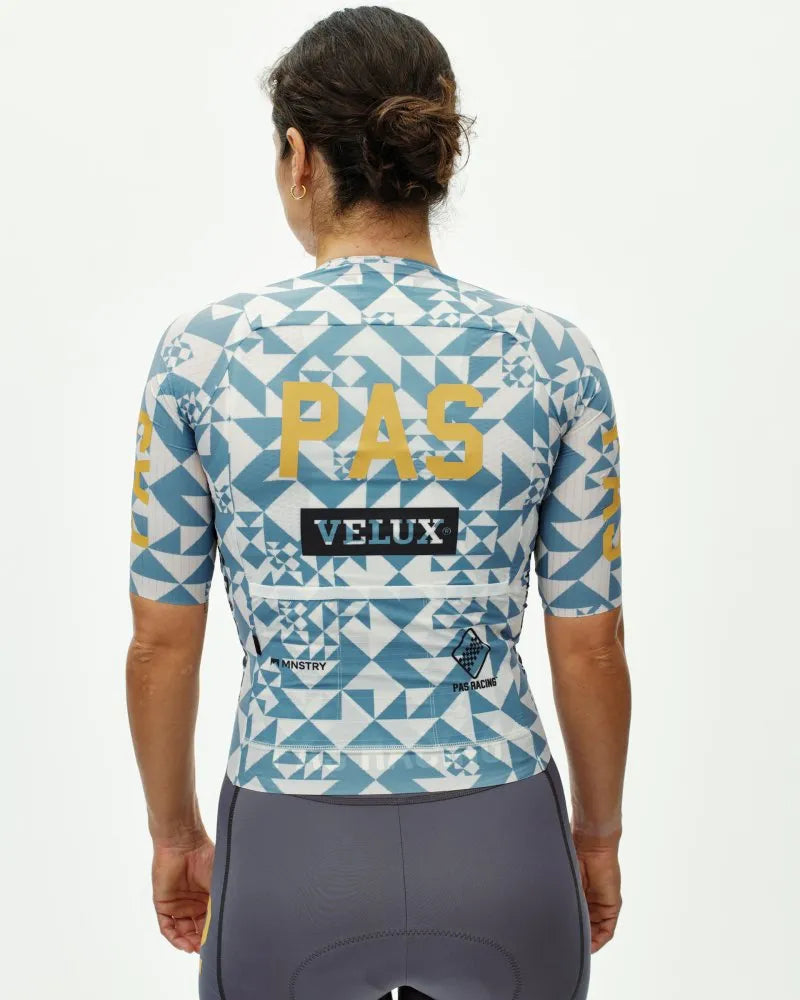 PAS NORMAL STUDIOS Mechanism Pro Women`s Jersey - AOP Origami Light Blue