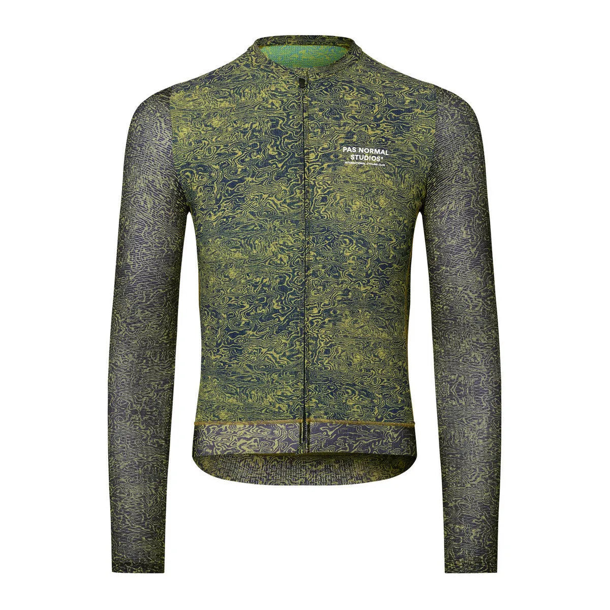 PAS NORMAL STUDIOS Men Essential Light Long Sleeve Jersey - AOP Grain Dark Lime