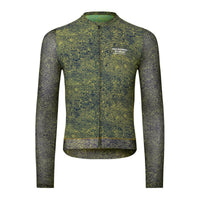 PAS NORMAL STUDIOS Hombres Essential Light Maillot Ciclismo Manga Larga - AOP Grain Dark Lime