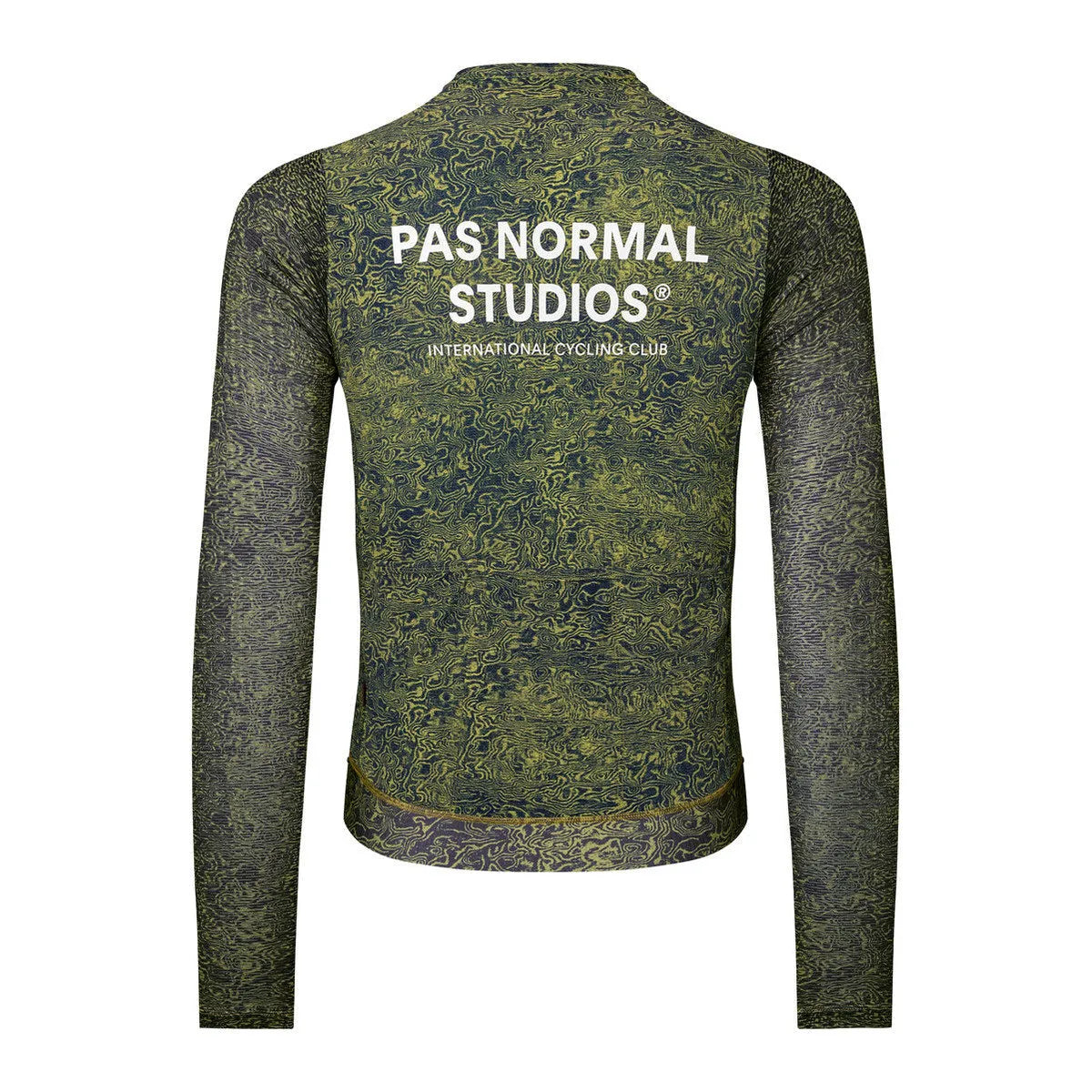 PAS NORMAL STUDIOS Men Essential Light Long Sleeve Jersey - AOP Grain Dark Lime