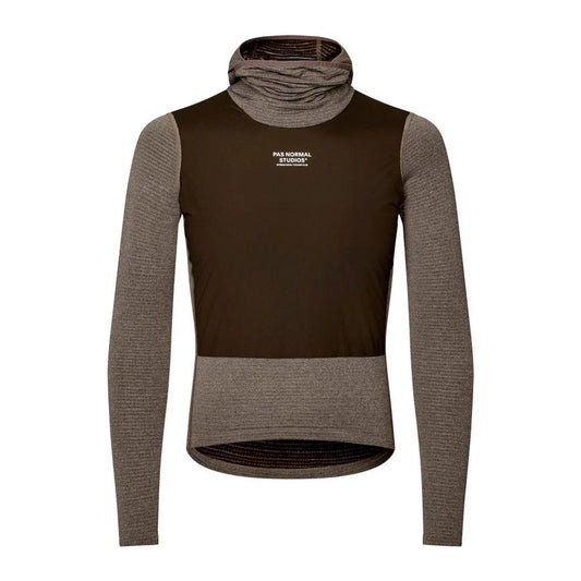 PAS NORMAL STUDIOS Men Thermal Hooded Windproof Baselayer - Dark Coffee
