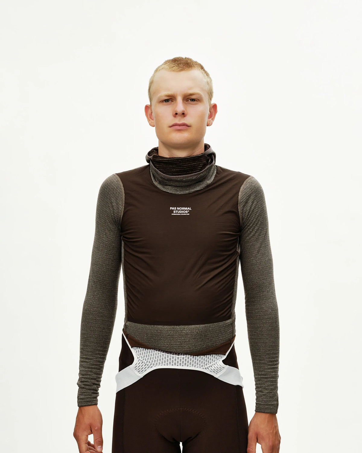 PAS NORMAL STUDIOS Men Thermal Hooded Windproof Baselayer - Dark Coffee
