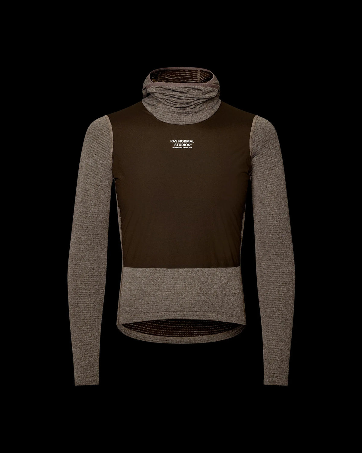 PAS NORMAL STUDIOS Men Thermal Hooded Windproof Baselayer - Dark Coffee