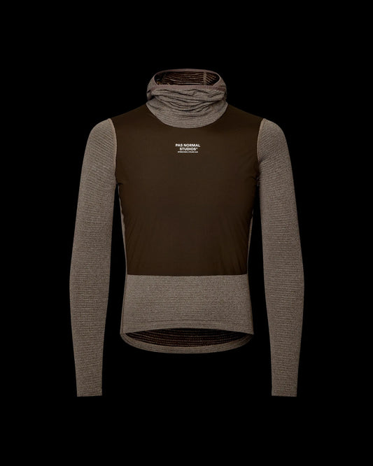 PAS NORMAL STUDIOS Men Thermal Hooded Windproof Baselayer - Dark Coffee