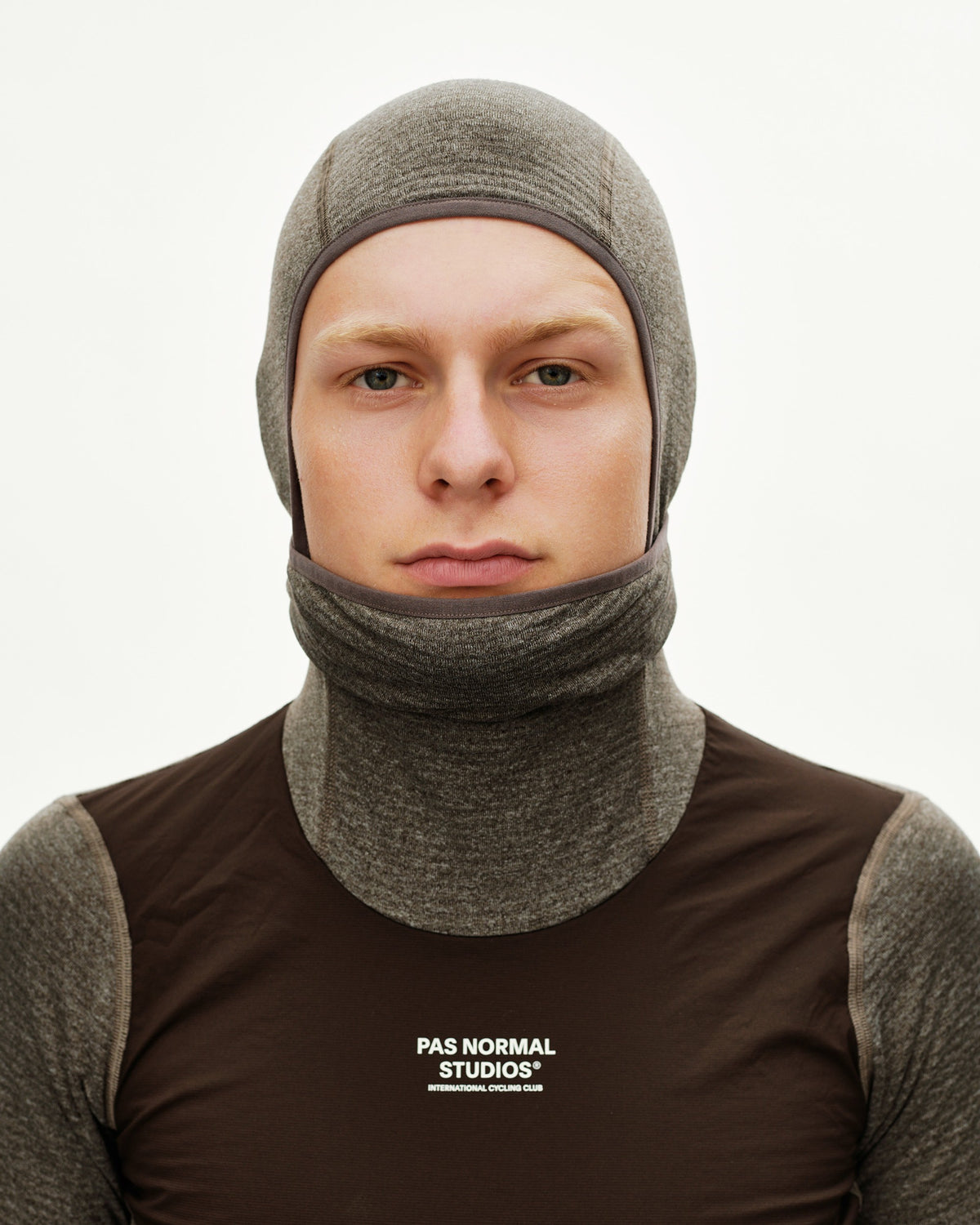 PAS NORMAL STUDIOS Men Thermal Hooded Windproof Baselayer - Dark Coffee