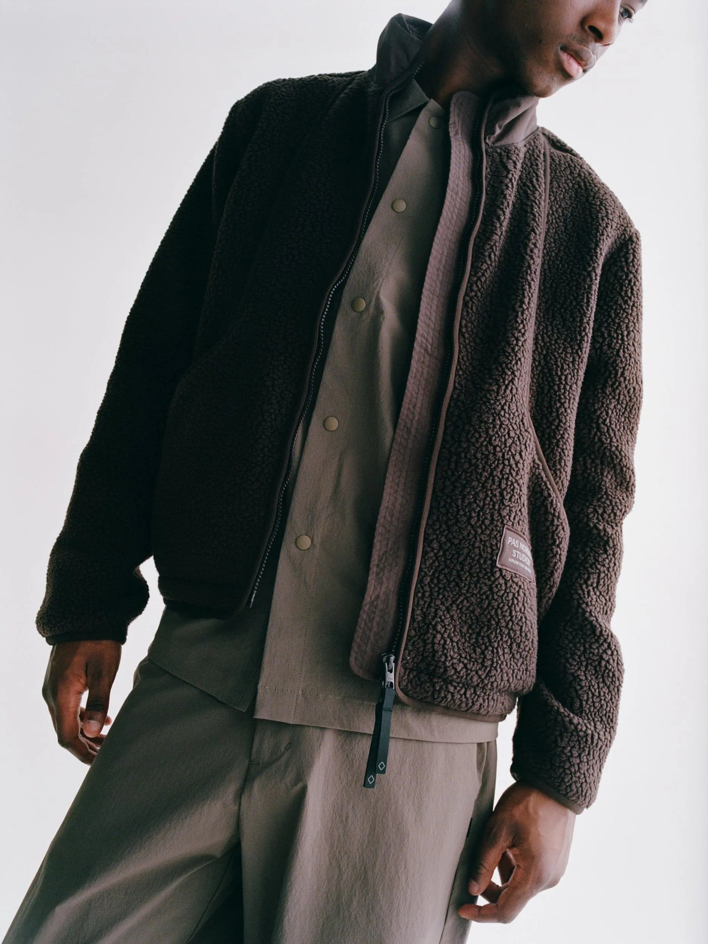 PAS NORMAL STUDIOS Off Race Pile Fleece Jacket - Light Brown