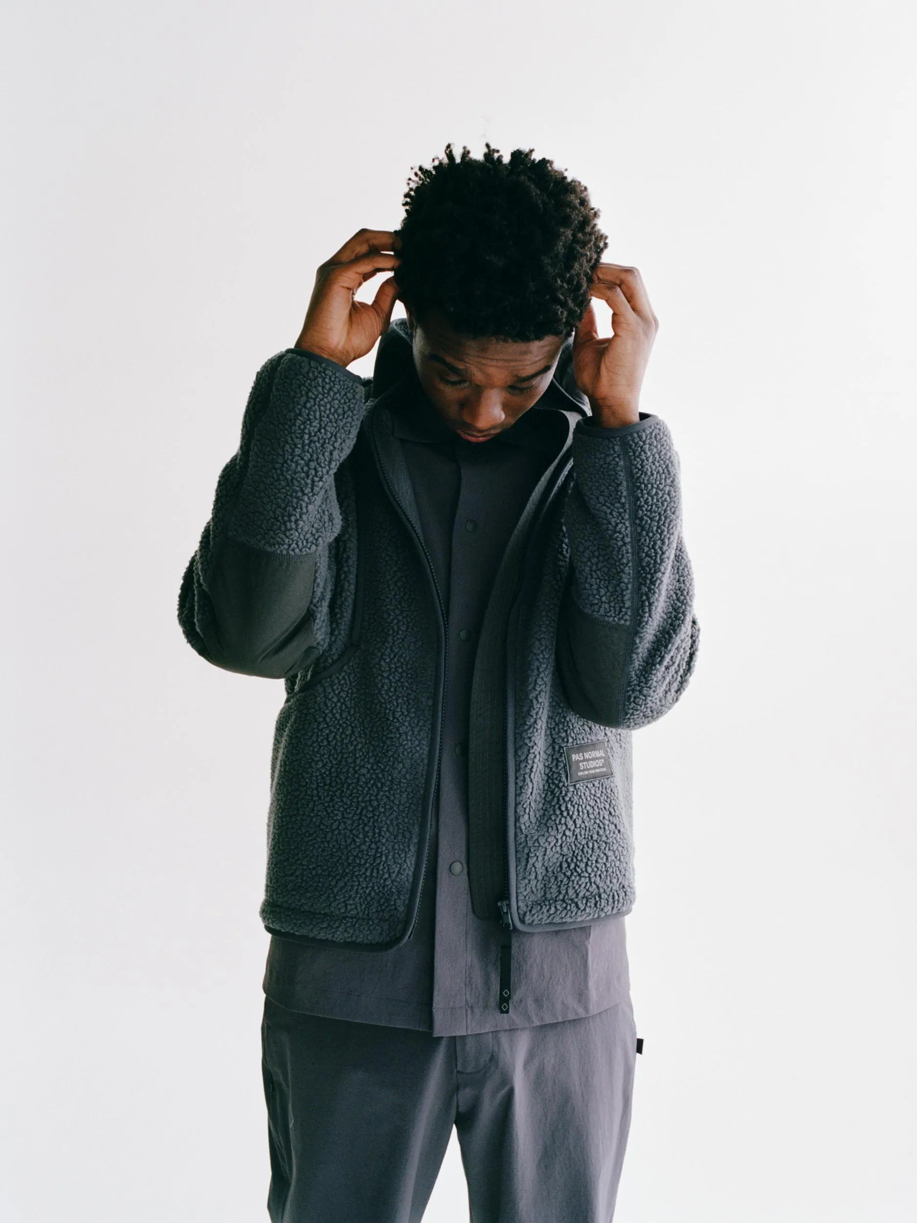 PAS NORMAL STUDIOS Off Race Pile Fleece Jacket - Steel