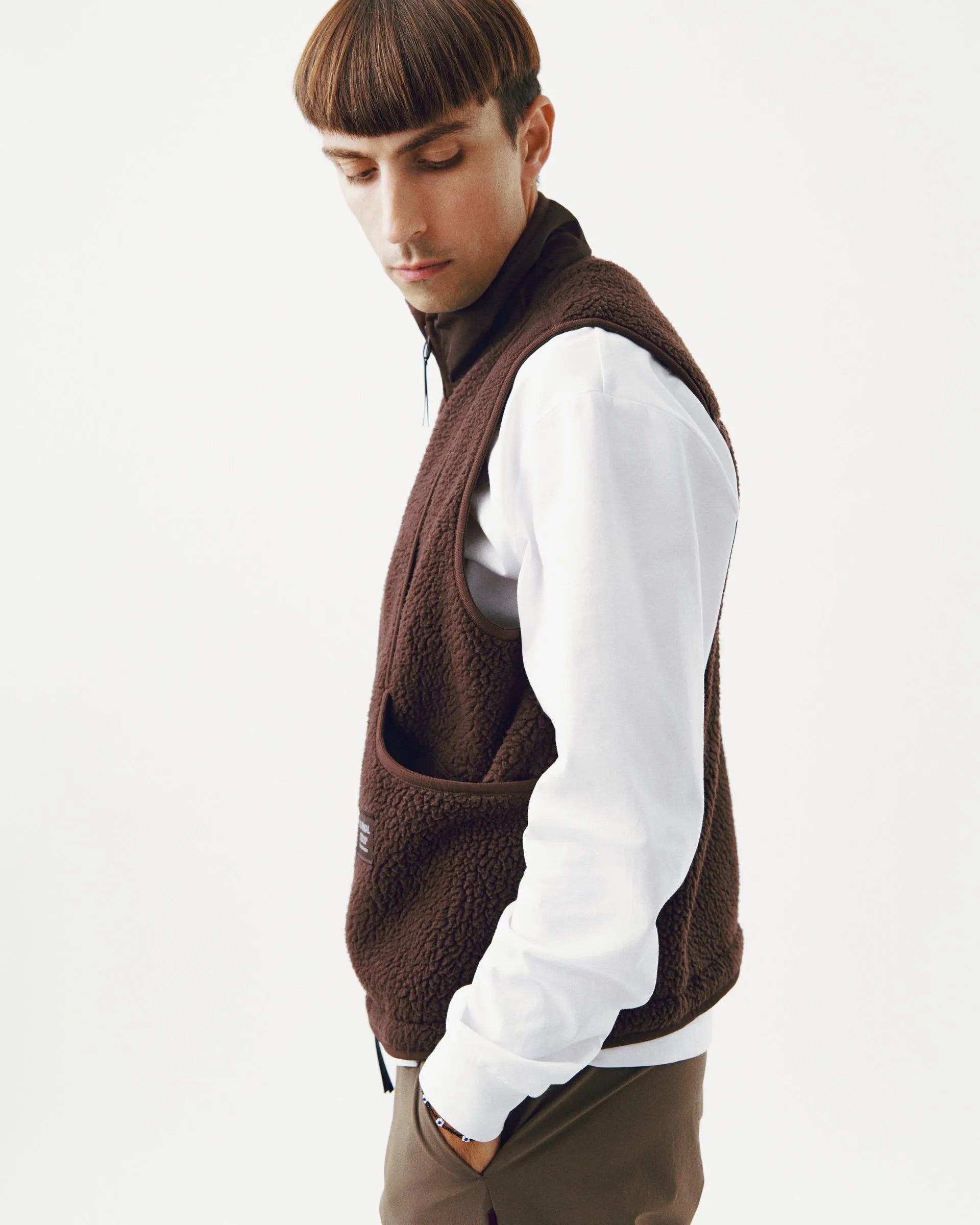 PAS NORMAL STUDIOS Off Race Pile Fleece Vest - Light Brown