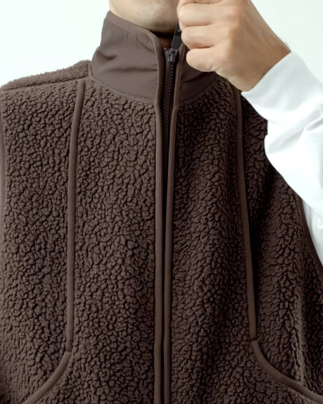 PAS NORMAL STUDIOS Off Race Pile Fleece Vest - Light Brown