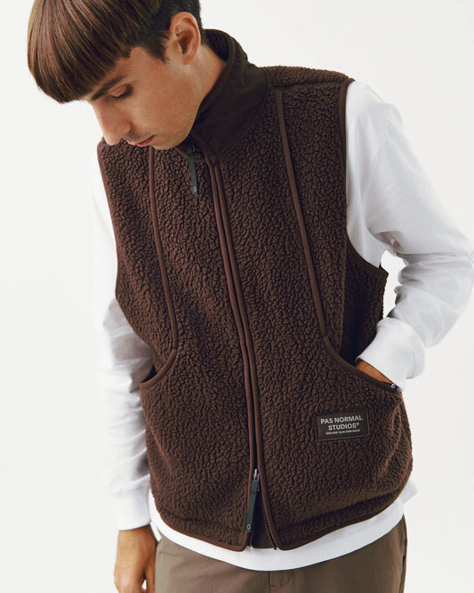 PAS NORMAL STUDIOS Off Race Pile Fleece Vest - Light Brown
