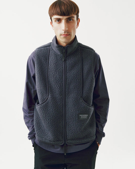 PAS NORMAL STUDIOS Off Race Pile Fleece Vest - Steel
