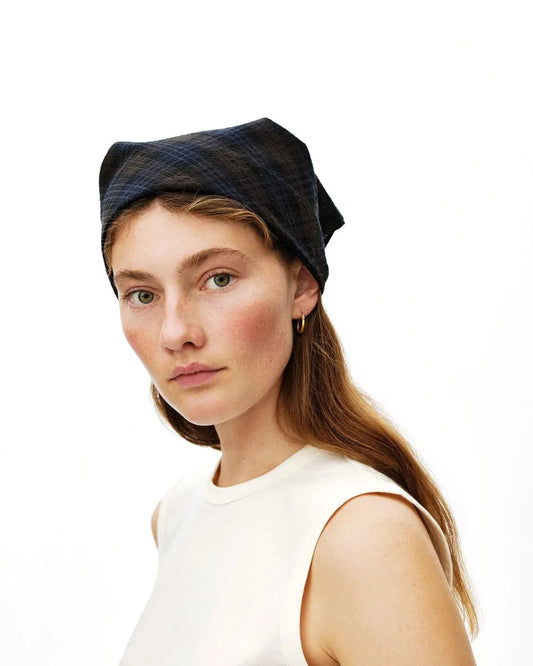 PAS NORMAL STUDIOS Off Race Seersucker Bandana - Dark Navy