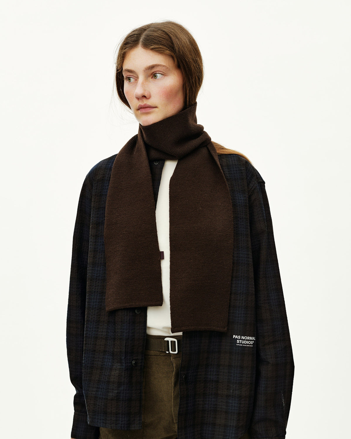 PAS NORMAL STUDIOS Off-Race Wool Knit Scarf - Light Brown