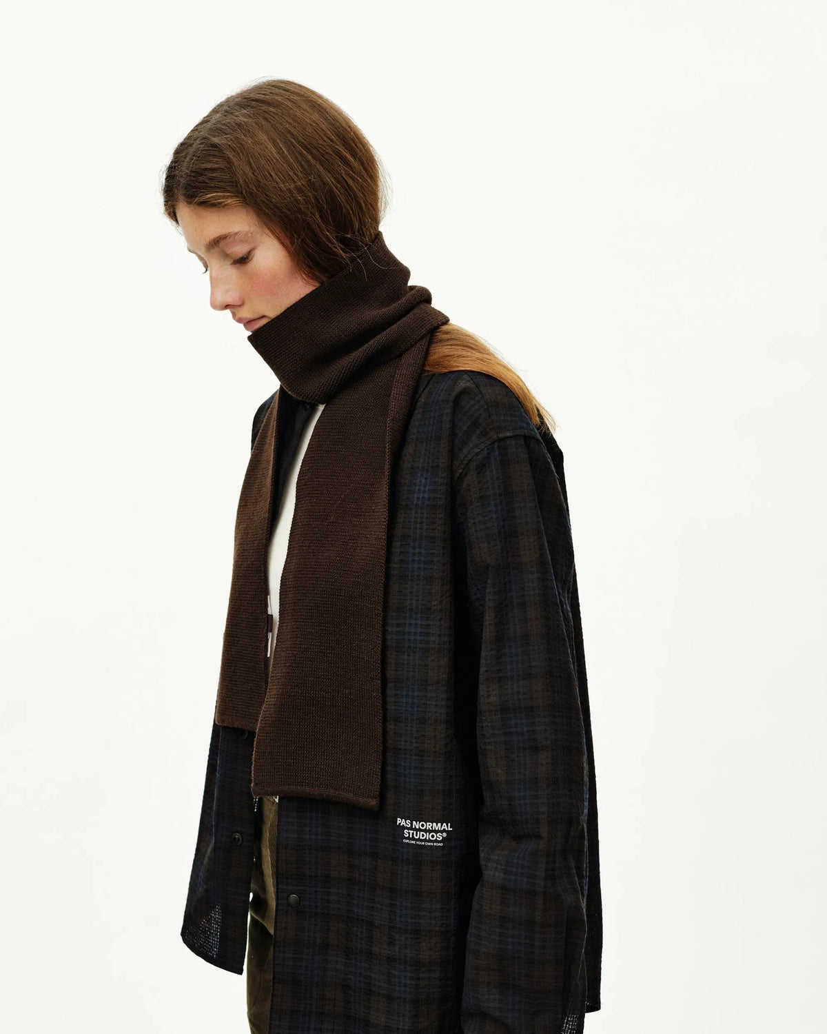 PAS NORMAL STUDIOS Off-Race Wool Knit Scarf - Light Brown