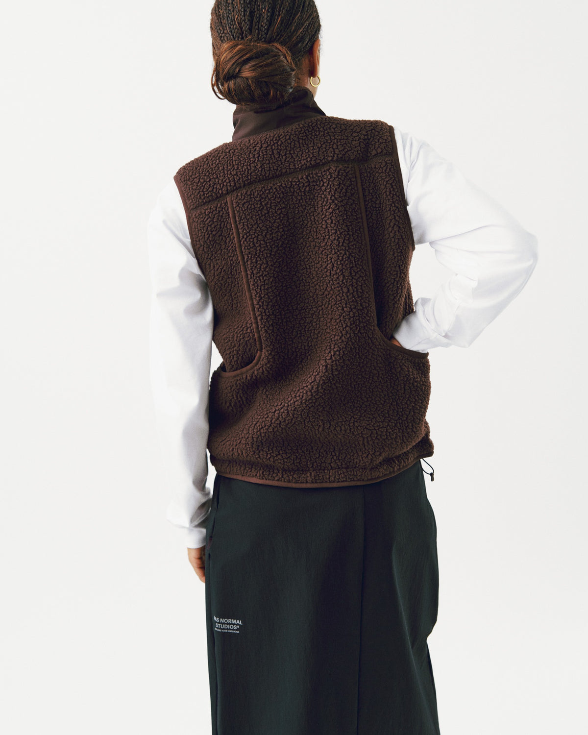 PAS NORMAL STUDIOS Women Off-Race Pile Fleece Vest - Light Brown