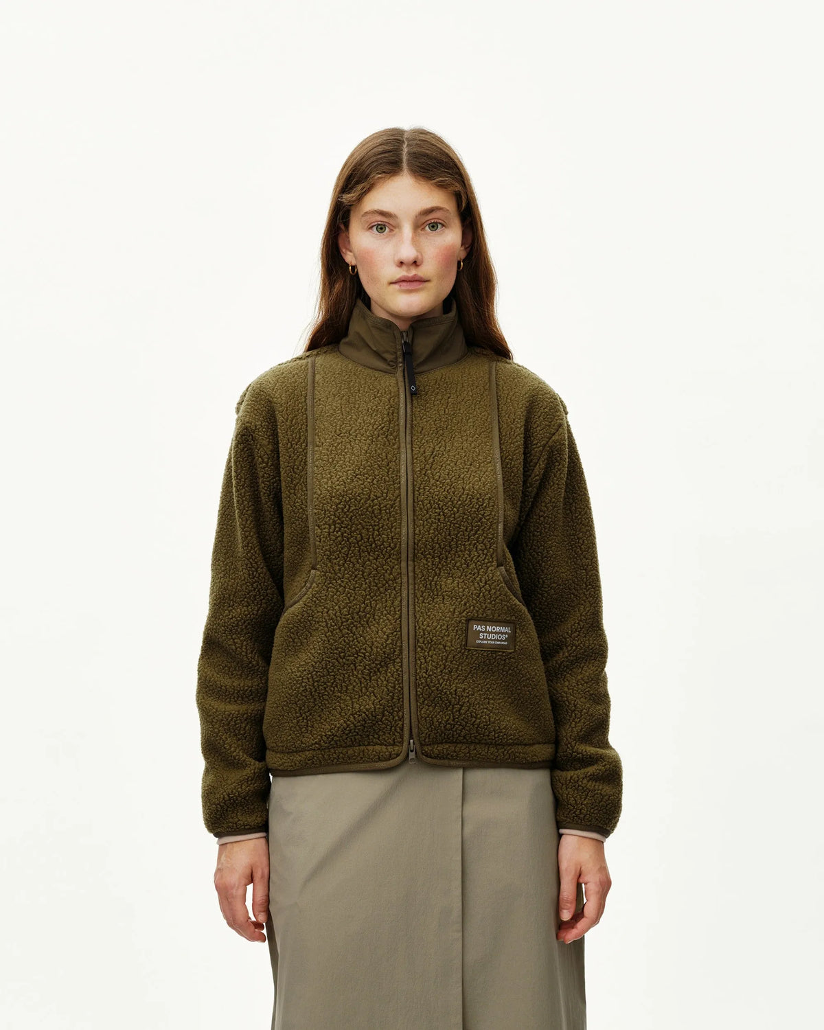 PAS NORMAL STUDIOS Women Off-Race Pile Fleece Jacket - Deep Olive