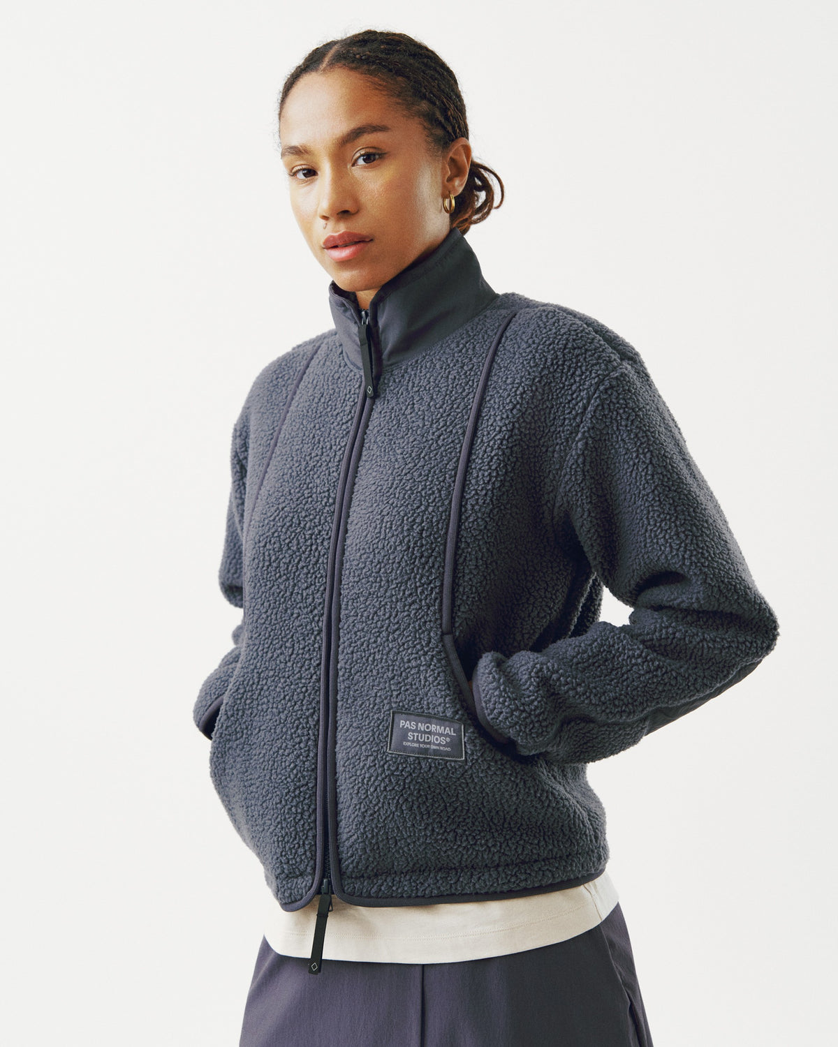 PAS NORMAL STUDIOS Women Off-Race Pile Fleece Jacket - Steel