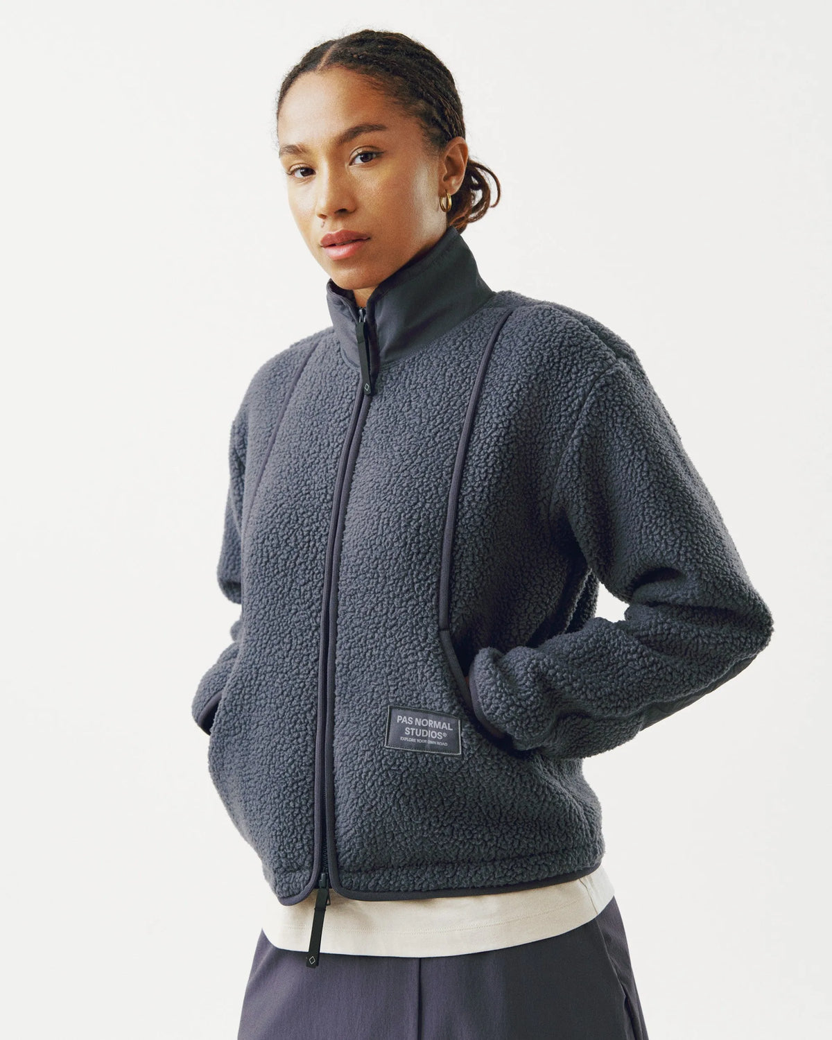 PAS NORMAL STUDIOS Women Off-Race Pile Fleece Jacket - Steel