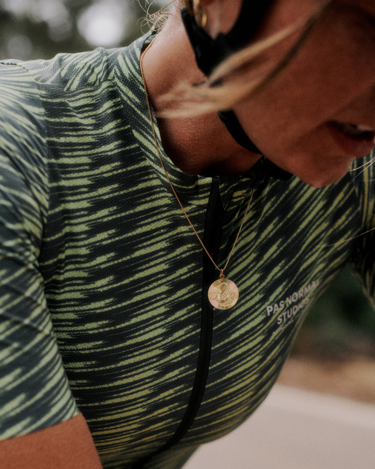 PAS NORMAL STUDIOS Women Solitude Jersey - Dark Moss / Lime Green