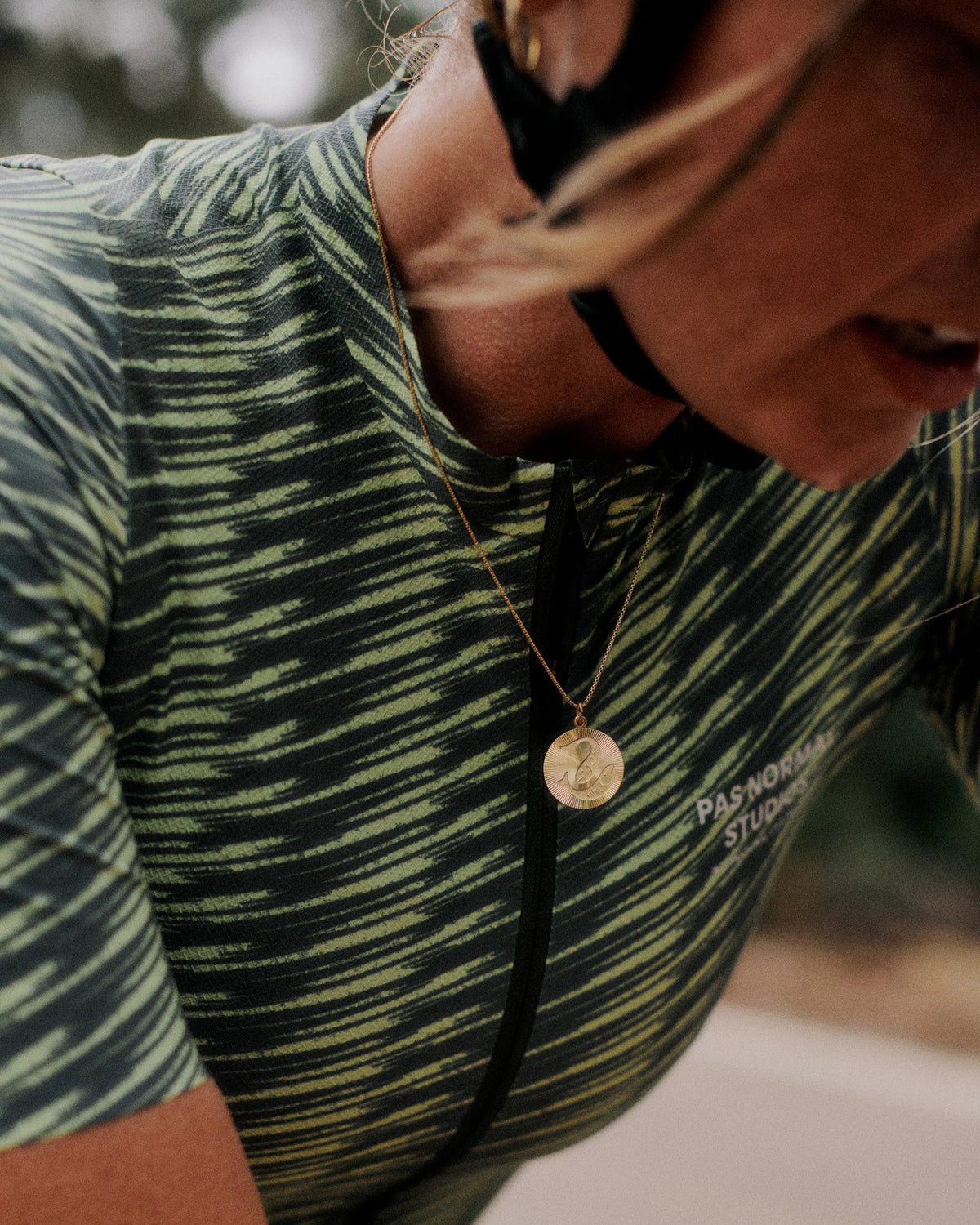 PAS NORMAL STUDIOS Women Solitude Jersey - Dark Moss / Lime Green