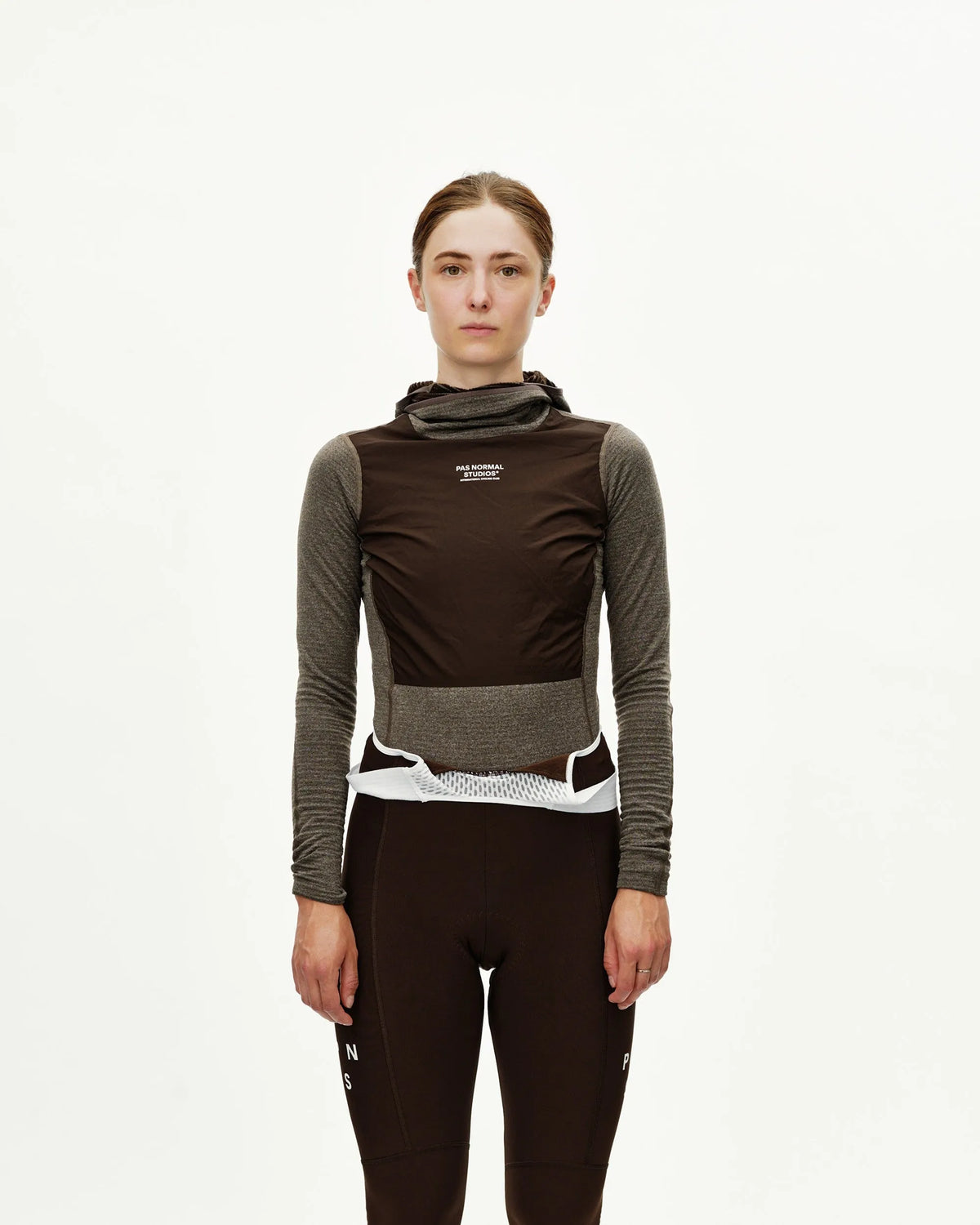 PAS NORMAL STUDIOS Women Thermal Hooded Baselayer Windproof - Dark Coffee