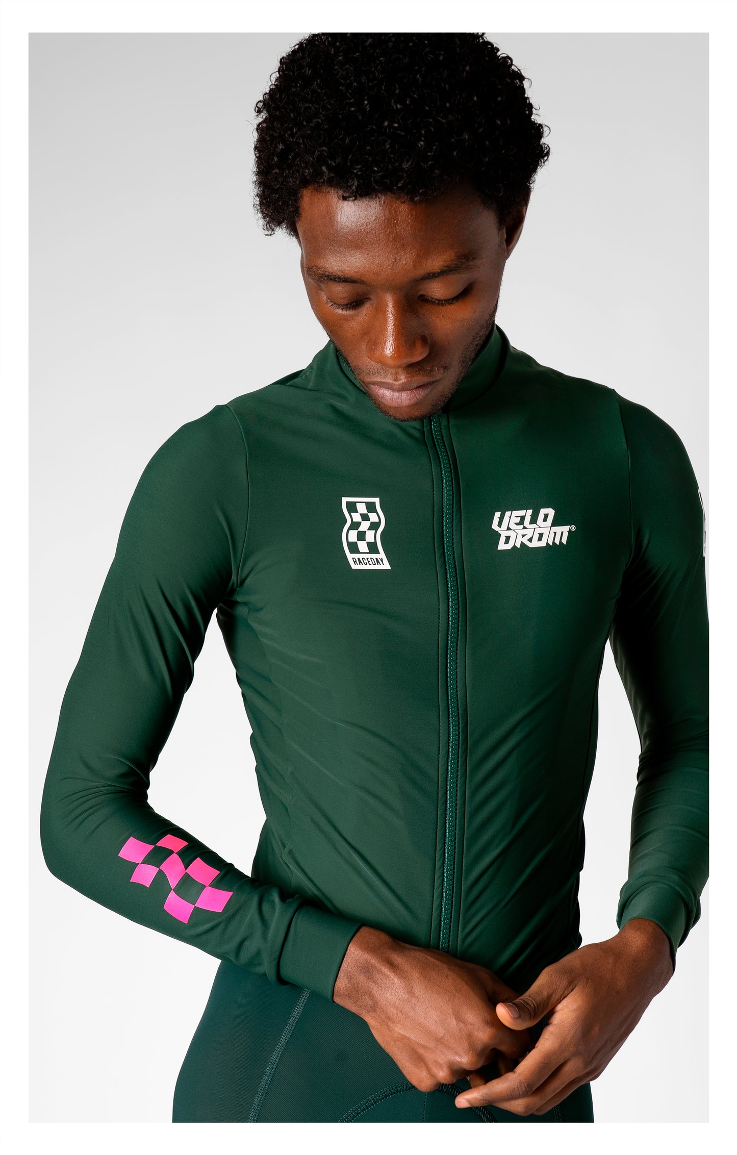 VELODROM RaceDay 3.0 Thermal Fietsshirt lange mouwen - Pine Groove/Wit