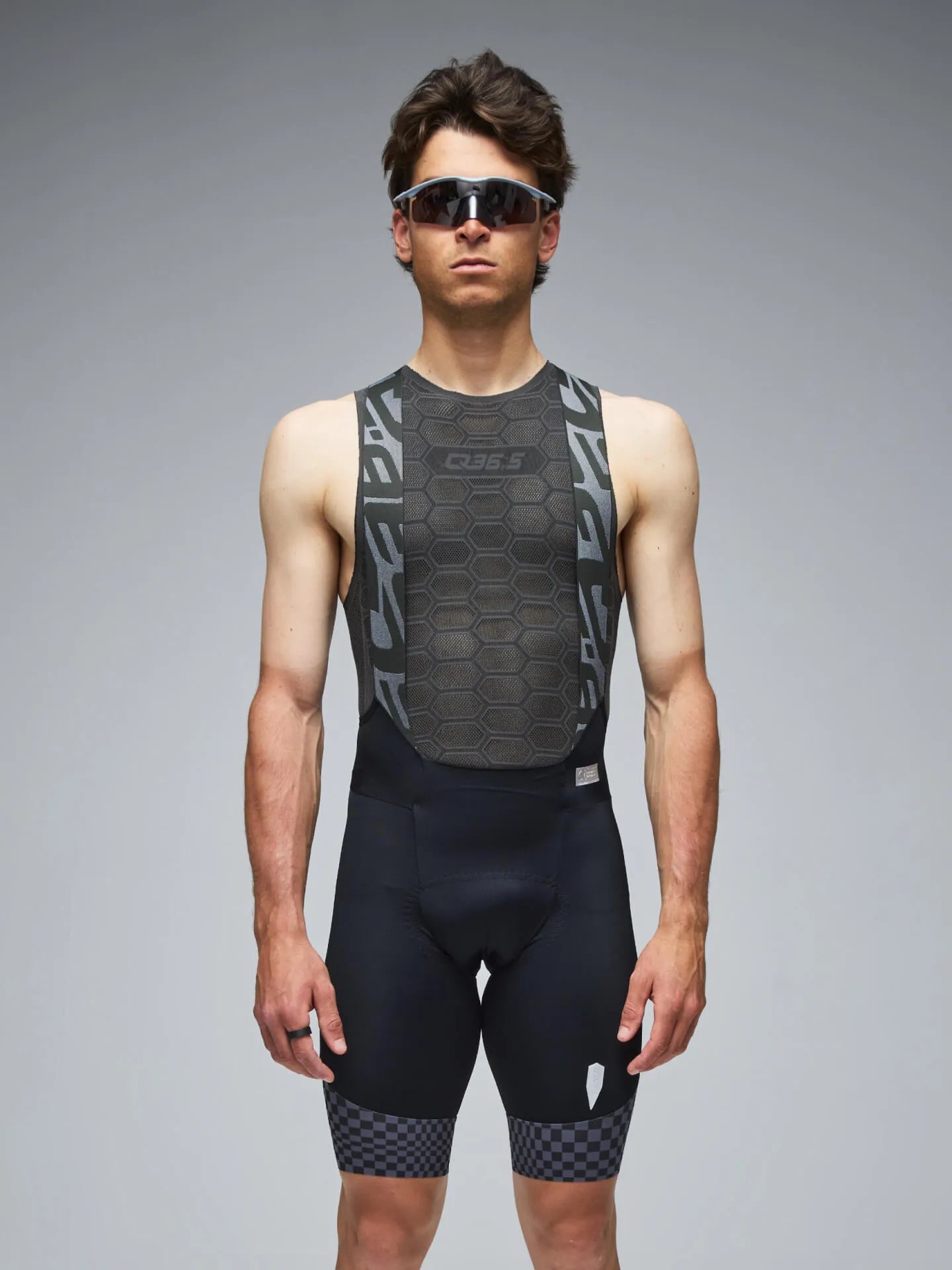 Q36.5 Gregarius Pro Bib Shorts - Check Grey