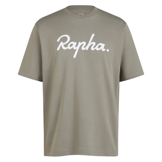 RAPHA COTTON LOGO T-SHIRT - KHAKI/WHITE
