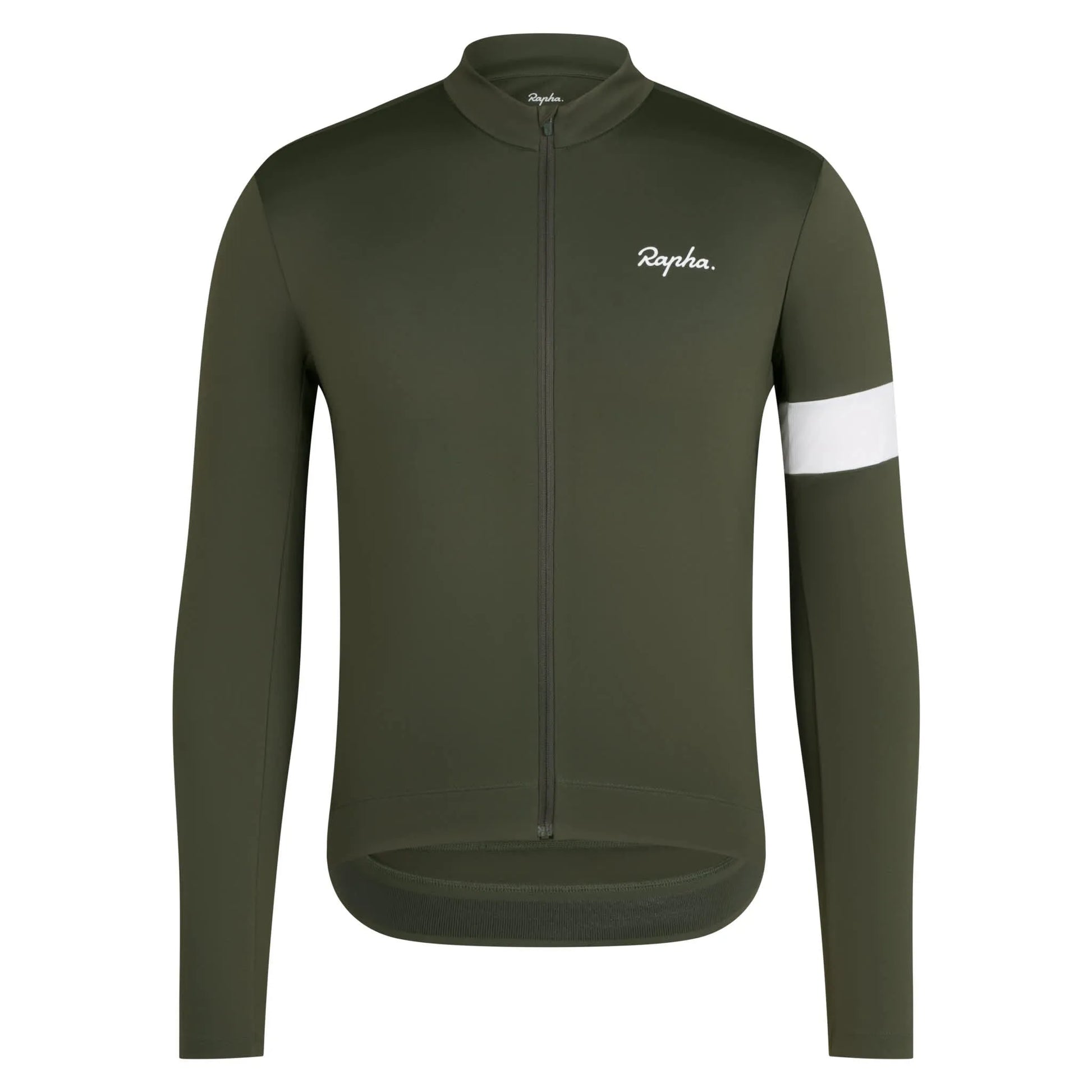 RAPHA Core Thermal Long Sleeve Jersey - DDW Dark Green/White