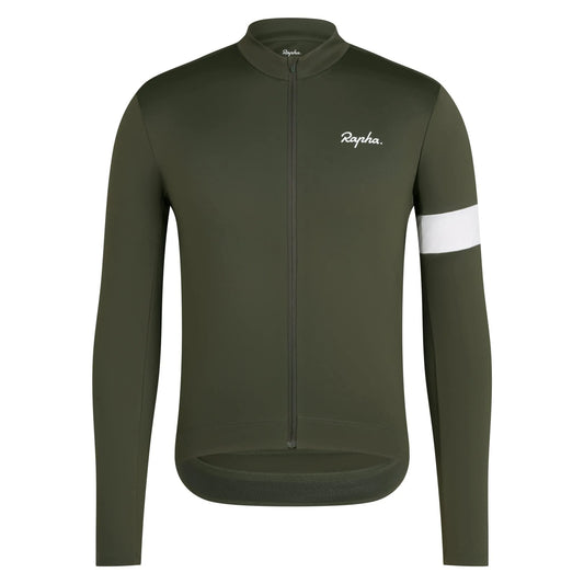 RAPHA Core Thermal Long Sleeve Jersey - DDW Dark Green/White