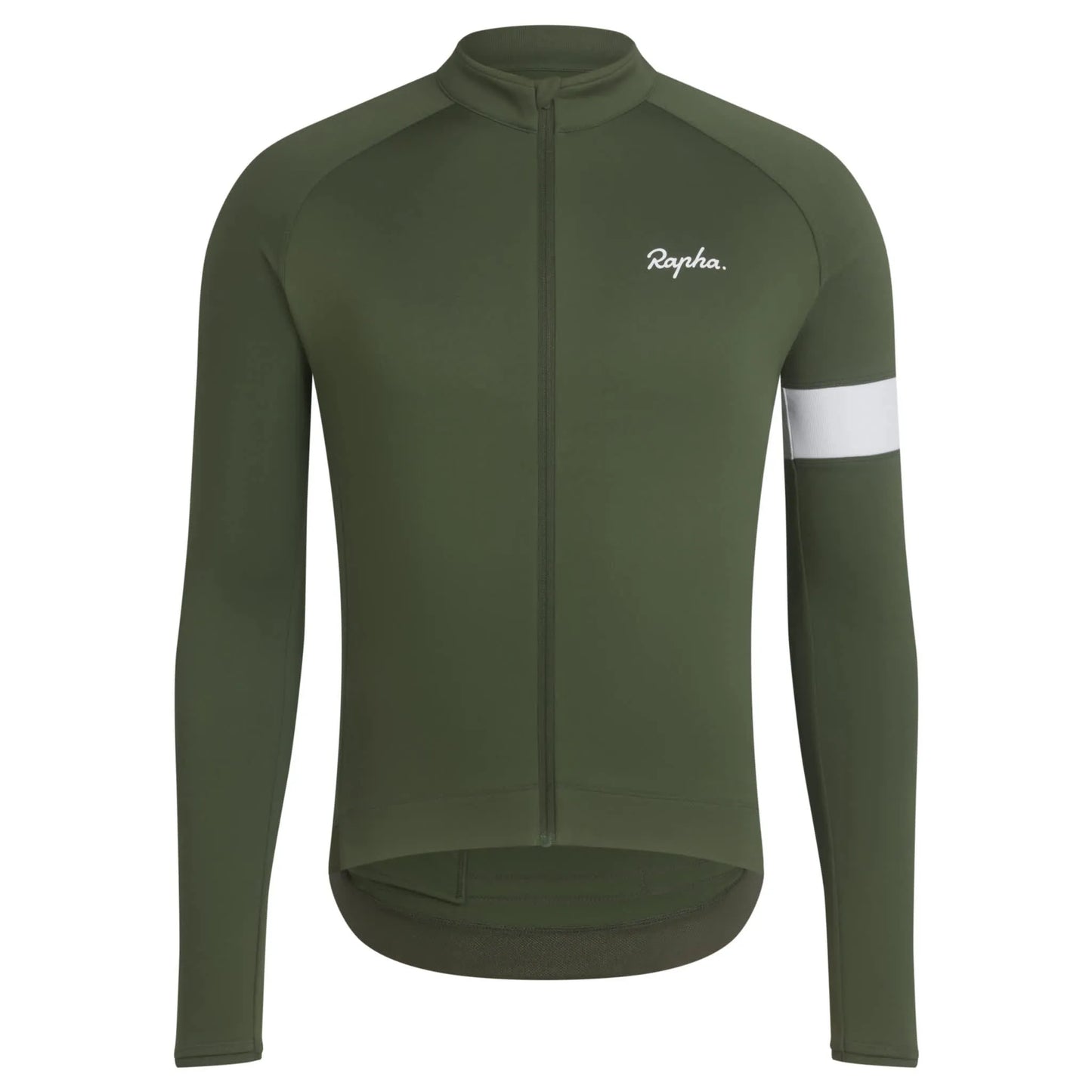 RAPHA Core Thermal Long Sleeve Jersey - KLW Deep Olive Green/White