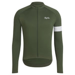 RAPHA Core Thermal Long Sleeve Jersey - KLW Deep Olive Green/White